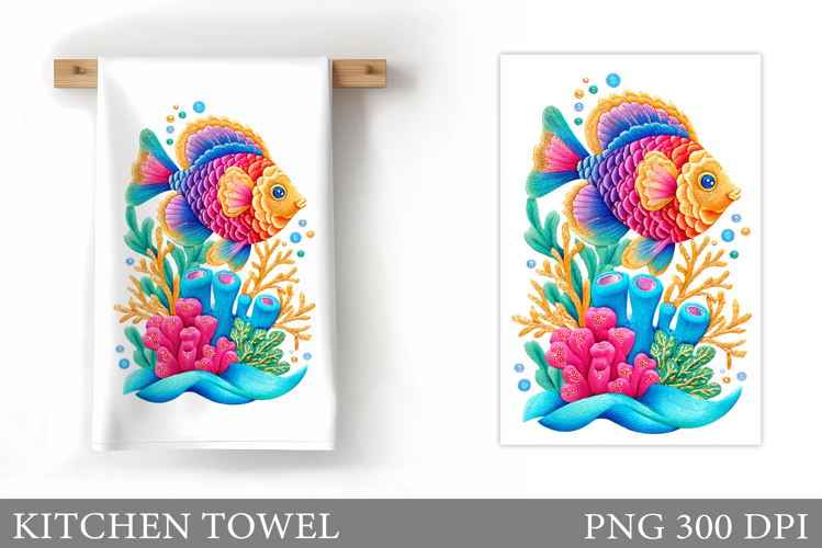 Fish Kitchen Towel Sublimation. Fish Sublimation