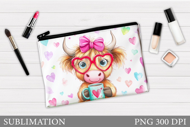 Valentines Cow Cosmetics Bag. Valentines Makeup Bag Design