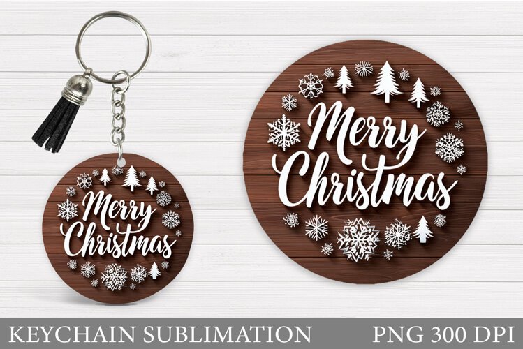 Merry Christmas Keychain. Christmas Keychain Design example image 1