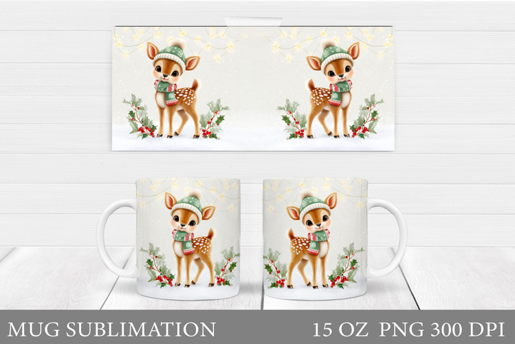 Christmas Deer Mug Design. Christmas Mug Sublimation