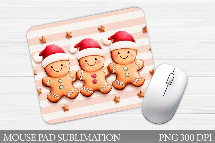Cute Gingerbread Mouse Pad. Christmas Mouse Pad Design