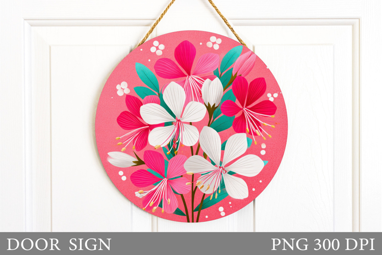 Flowers Door Sign Design. Floral Door Sign Sublimation