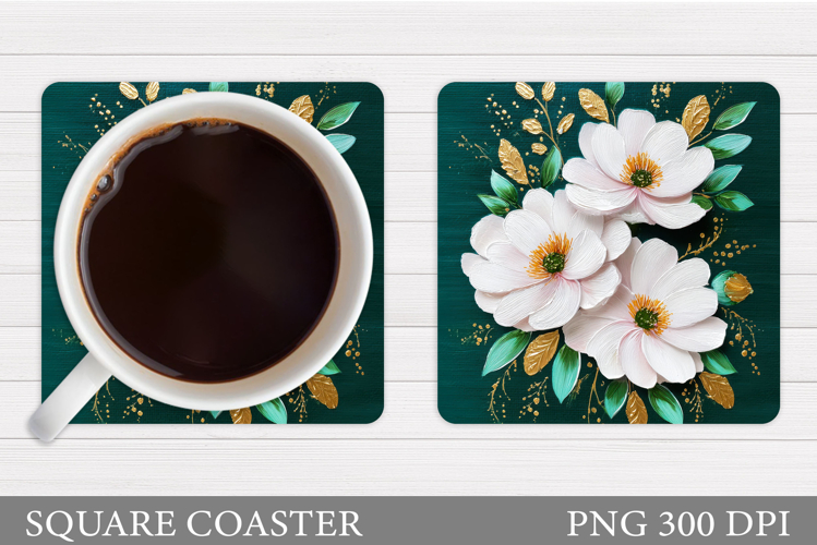 Floral Coaster Design. Flowers Coaster Sublimation