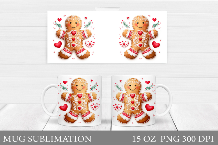 Cute Gingerbread Mug Design. Christmas Mug Sublimation