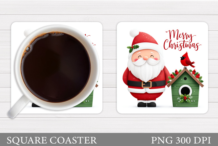 Cute Santa Coaster Sublimation. Santa Claus Coaster Design