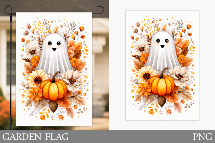 Ghost Garden Flag Sublimation. Halloween Garden Flag Design