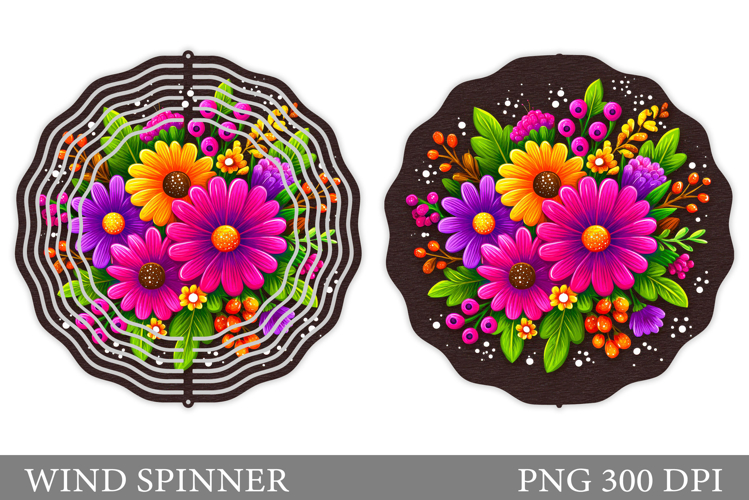 Floral Wind Spinner Sublimation. Flowers Wind Spinner Design