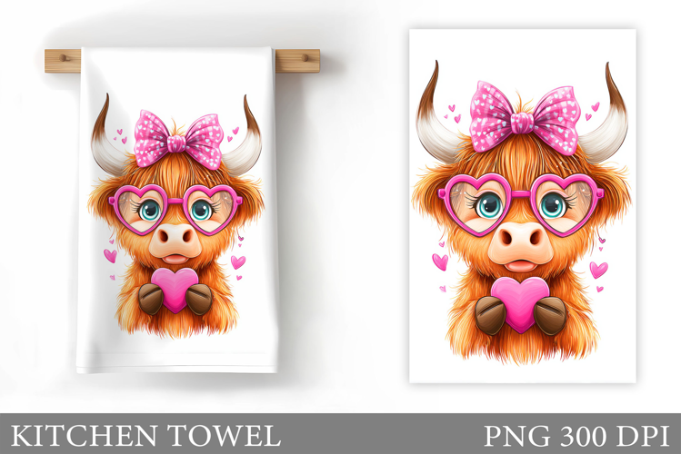 Valentines Cow Kitchen Towel. Valentine Kitchen Towel Design