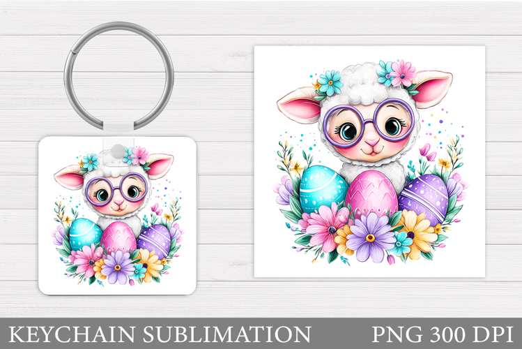 Easter Lamb Keychain Sublimation. Easter Keychain Design