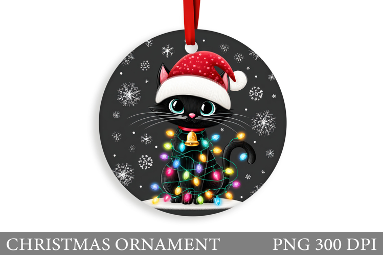 Cute Cat Christmas Ornament. Winter Cat Christmas Ornament