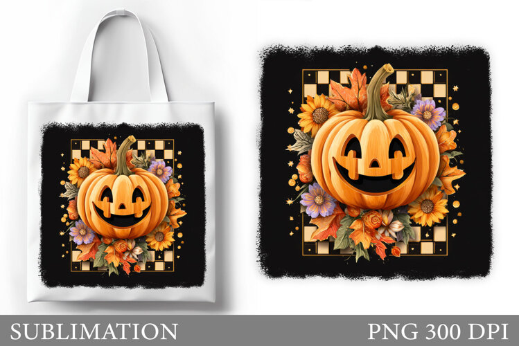 Halloween Pumpkin Sublimation. Cute Pumpkin Tote Bag Design example image 1