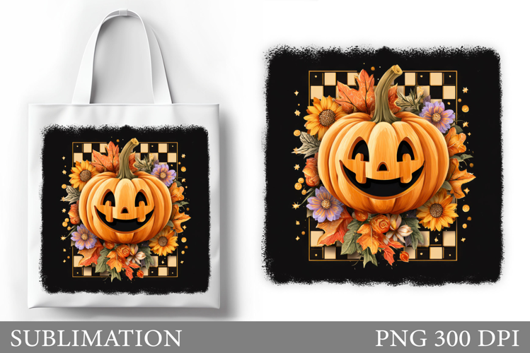 Halloween Pumpkin Sublimation. Cute Pumpkin Tote Bag Design