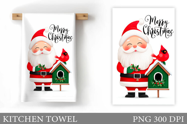 Santa Claus Kitchen Towel Design. Christmas Kitchen Towel example image 1