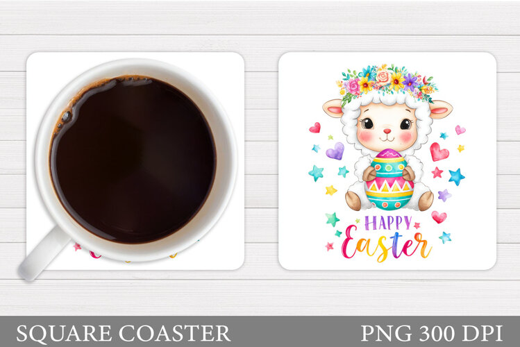 Easter Lamb Coaster Design. Easter Coaster Sublimation example image 1