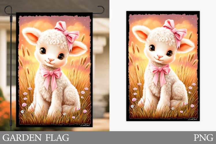 Summer Lamb Garden Flag. Summer Garden Flag Design