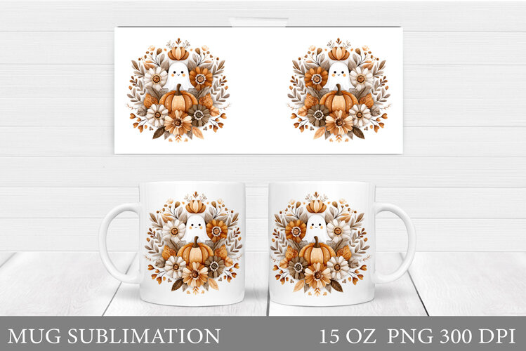 Cute Ghost Mug Sublimation. Halloween Mug Design example image 1