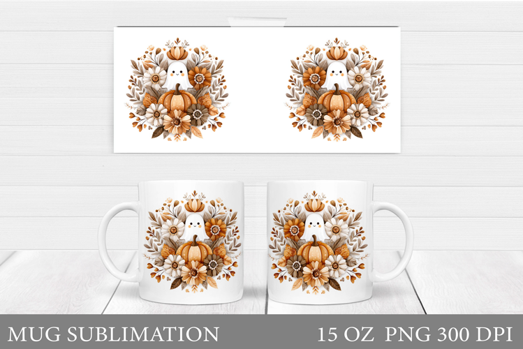 Cute Ghost Mug Sublimation. Halloween Mug Design