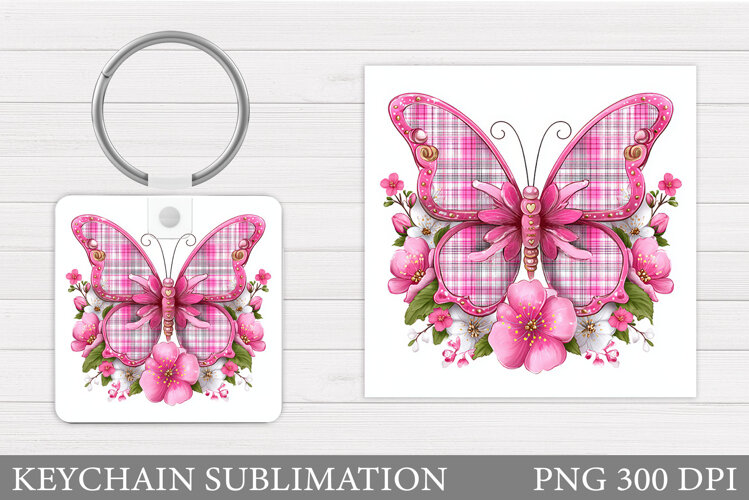 Butterfly Keychain Design. Butterfly Flowers Keychain example image 1