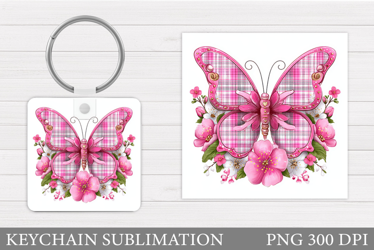 Butterfly Keychain Design. Butterfly Flowers Keychain