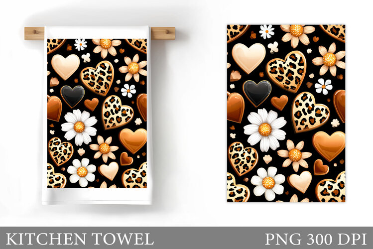 Daisy Flowers Kitchen Towel. Kitchen Towel Sublimation example image 1