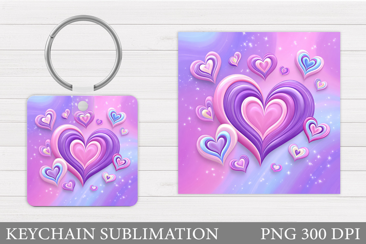 Hearts Keychain Sublimation. Valentine Keychain Design