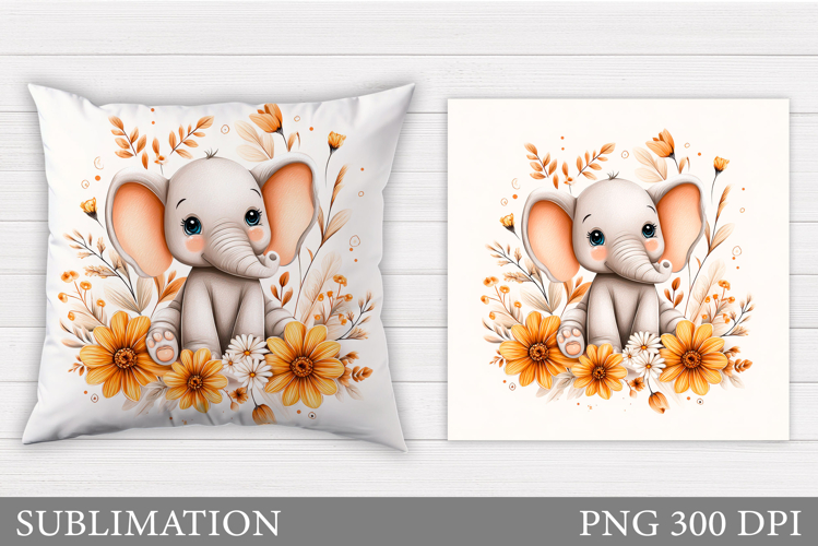 Cute Elephant Pillow Design. Cute Elephant Sublimation