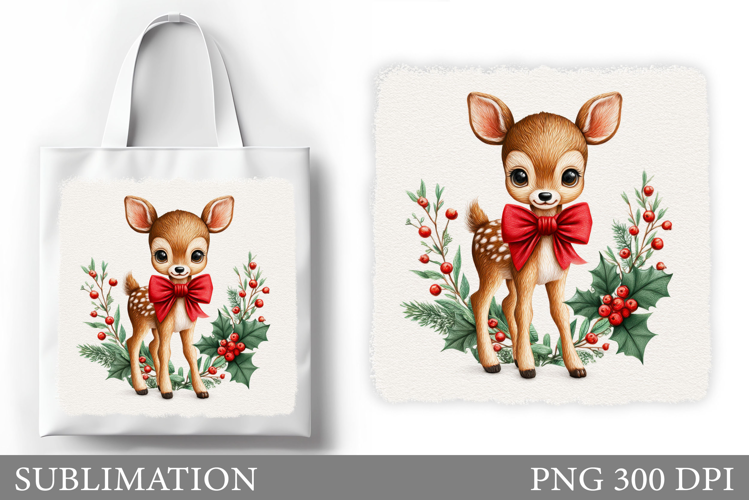 Christmas Deer Tote Bag. Christmas Tote Bag Sublimation