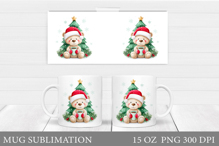 Christmas Bear Mug Design. Christmas Mug Sublimation