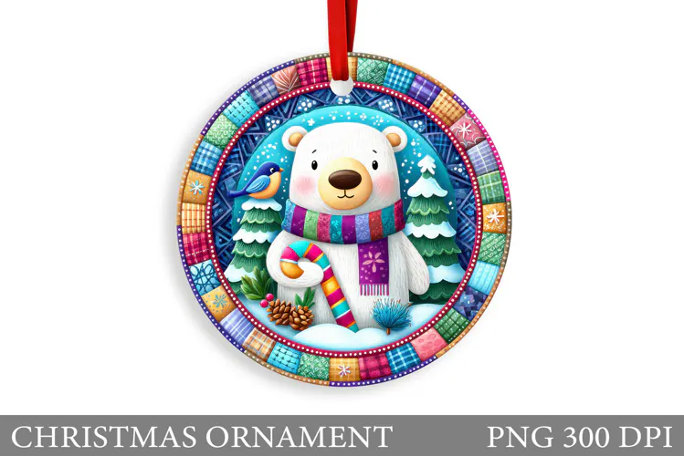 Polar Bear Christmas Ornament. Christmas Bear Sublimation