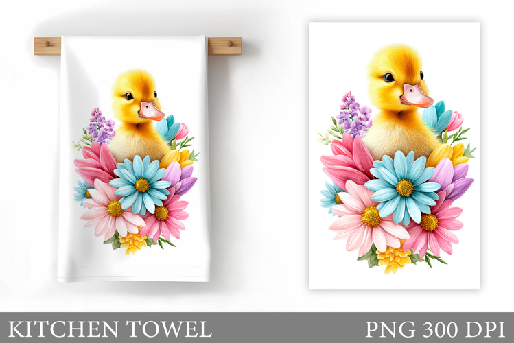 Cute Duck Kitchen Towel Design. Duck Flowers Kitchen Towel
