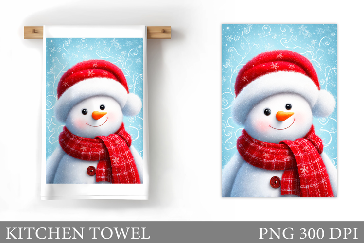 Snowman Kitchen Towel Design. Christmas Kitchen Towel