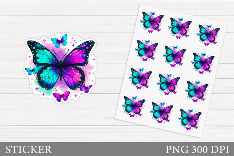 Butterfly Sticker Design. Summer Sticker Printable