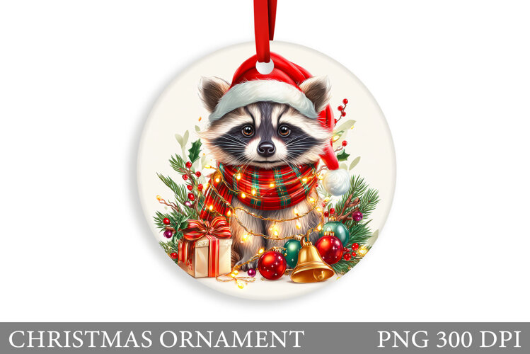 Cute Raccoon Christmas Ornament. Christmas Ornament Design example image 1