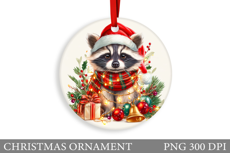 Cute Raccoon Christmas Ornament. Christmas Ornament Design