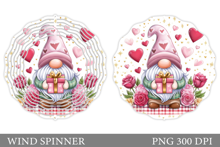 Valentines Gnome Wind Spinner. Valentines Wind Spinner