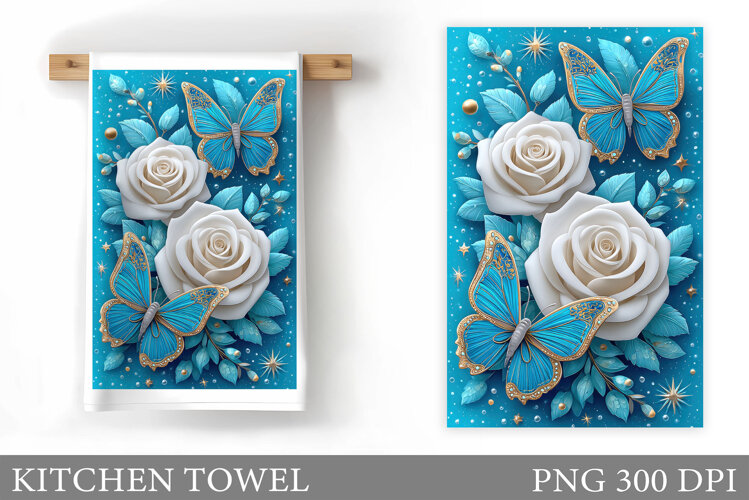 Butterfly Kitchen Towel Design. Butterfly Sublimation example image 1