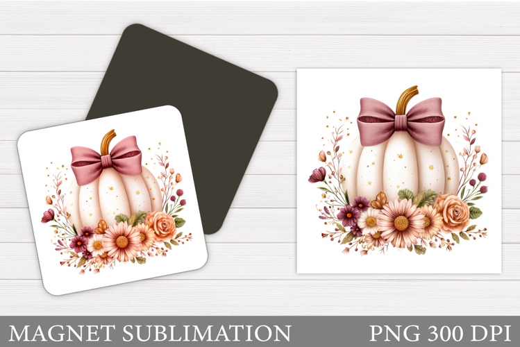 Pumpkin Magnet Design. Floral Pumpkin Sublimation