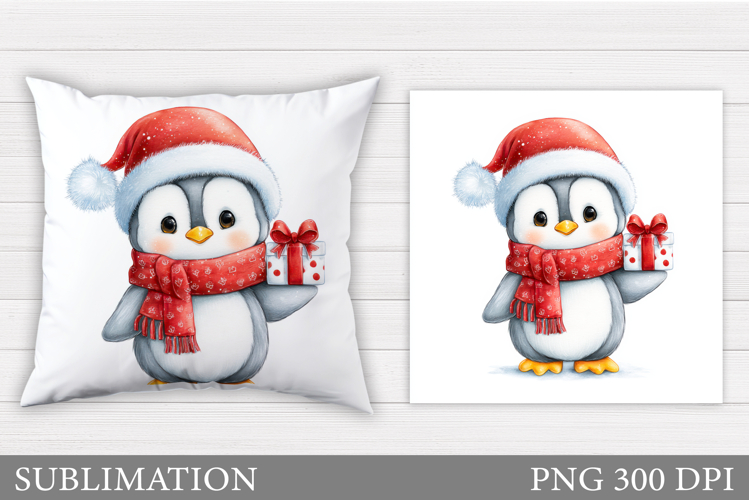 Christmas Penguin Pillow. Christmas Pillow Sublimation