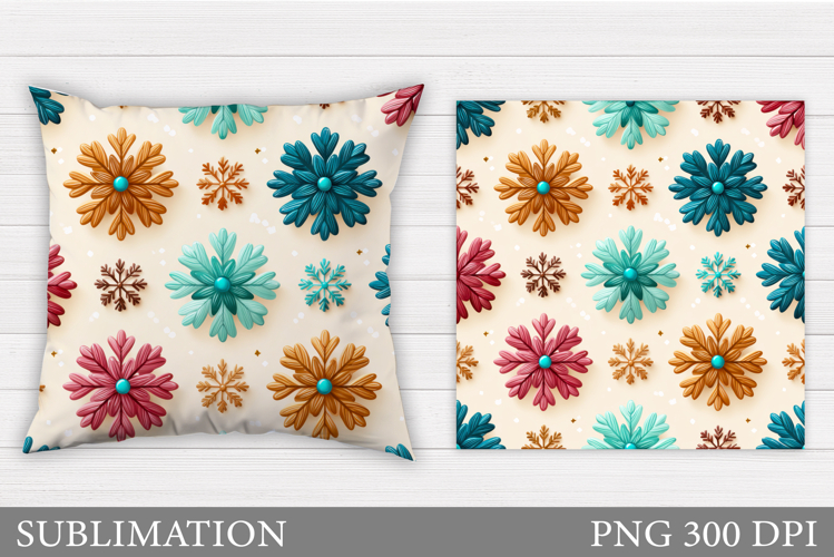 Snowflakes Pillow Design. Christmas Pillow Sublimation