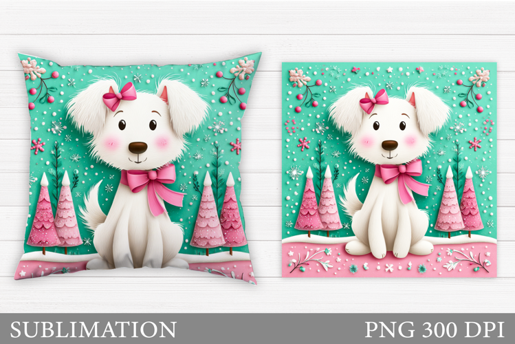 Cute Dog Pillow Design. Christmas Pillow Sublimation