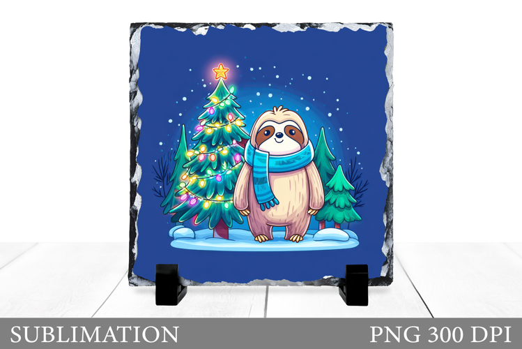 Christmas Sloth Sublimation. Christmas Sloth Slate Design