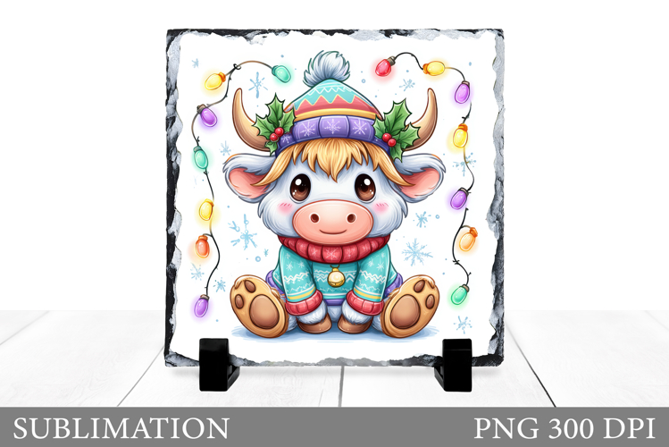 Christmas Cow Sublimation. Christmas Cow Slate Design