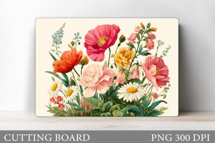 Flowers Cutting Board Sublimation. Wildflowers Cutting Board