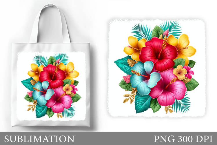 Hibiscus Tote Bag Design. Hibiscus Sublimation