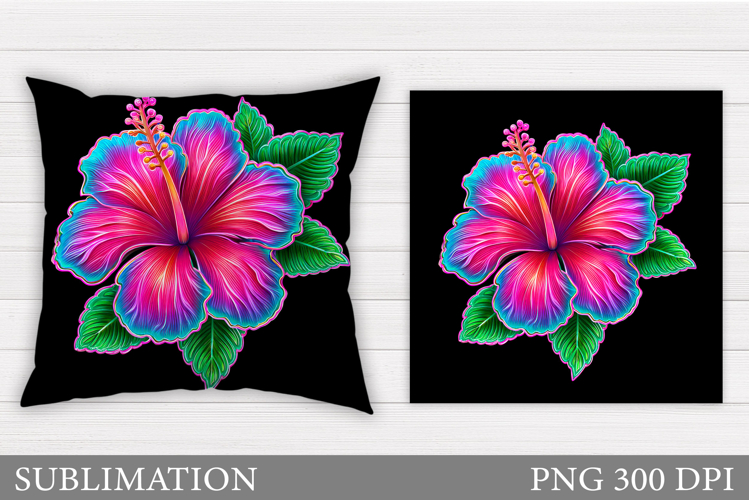 Hibiscus Pillow Design. Tropical Flowers Pillow Sublimation