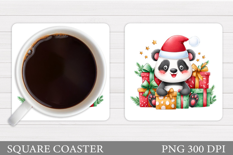 Christmas Panda Coaster. Christmas Coaster Sublimation