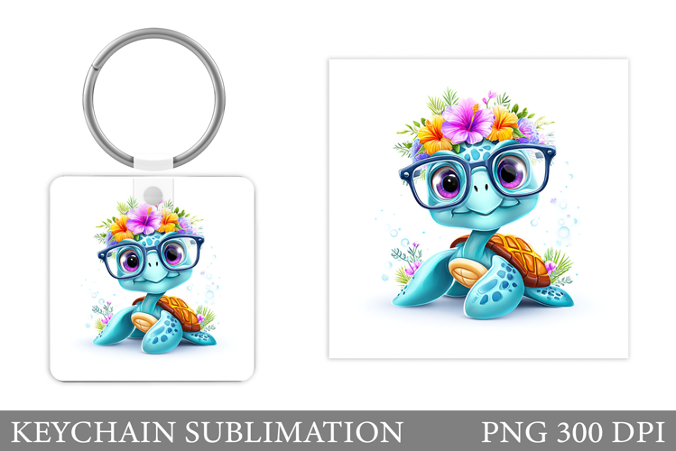 Turtle Keychain Sublimation. Turtle Keychain Design