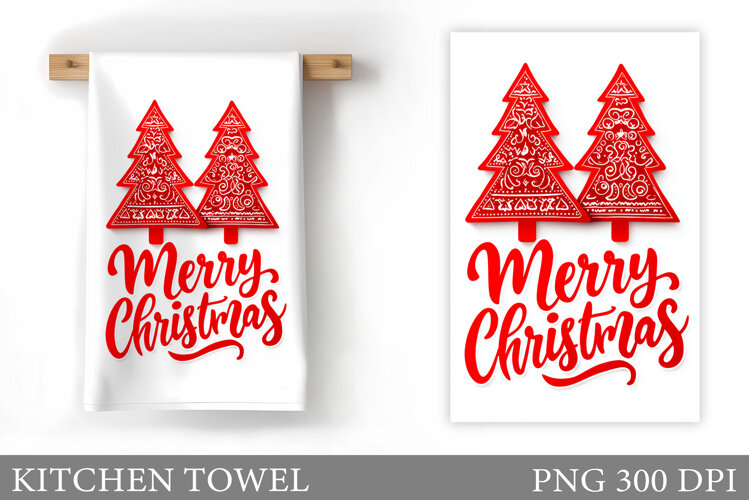 Christmas Tree Kitchen Towel. Christmas Deer Kitchen Towel example image 1