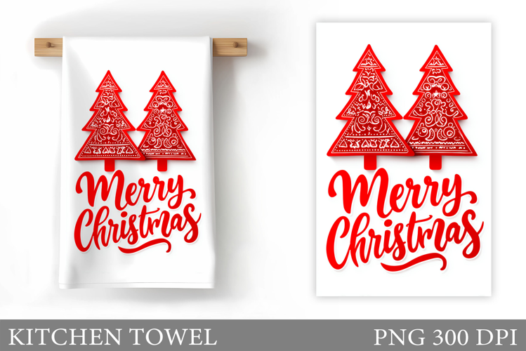 Christmas Tree Kitchen Towel. Christmas Deer Kitchen Towel