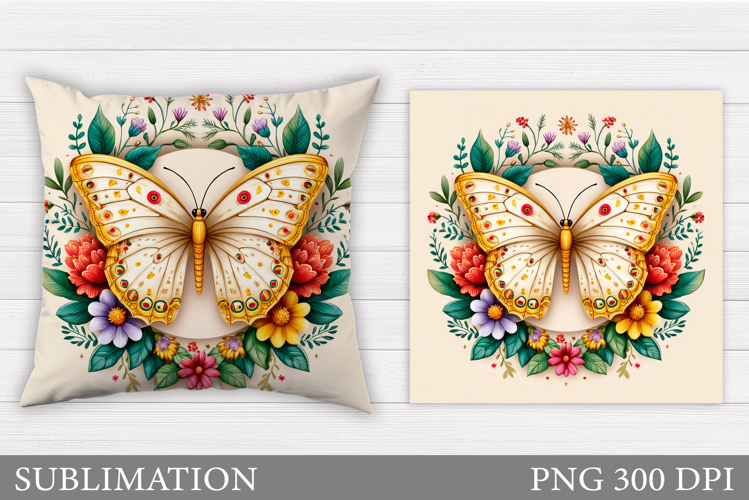 Butterfly Pillow Design. Butterfly Flowers Pillow